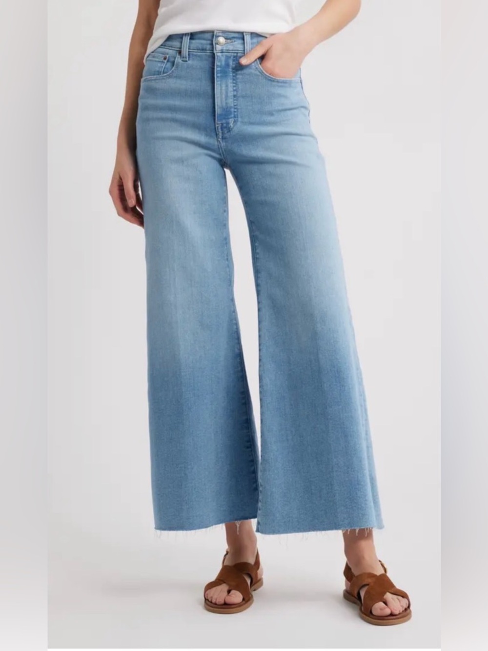 Madewell Light Blue High-Rise Super Wide-Leg Cropped Jeans sz 24